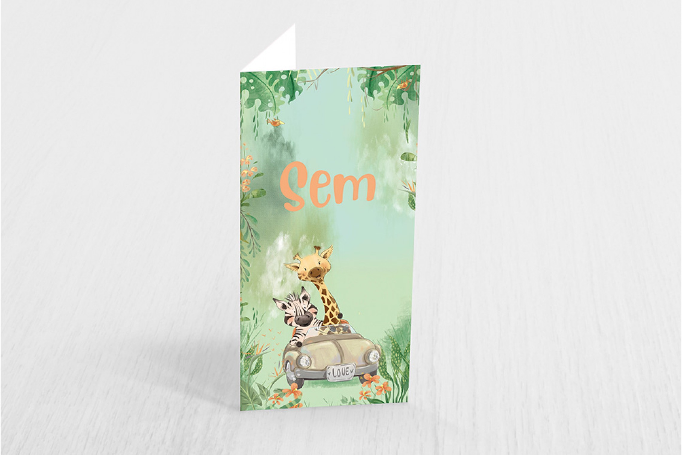 Giraf en zebra in auto